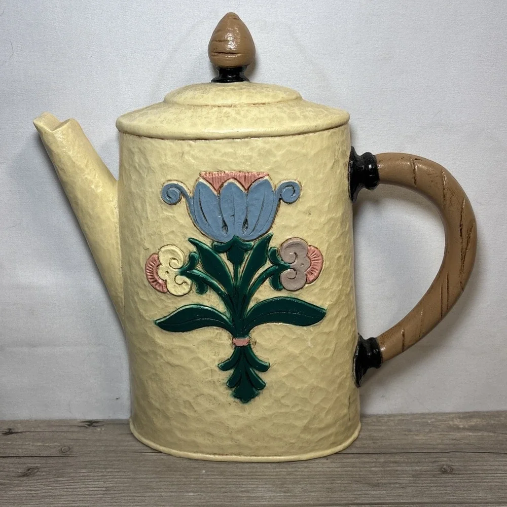 Vintage Cottage Core Home Interiors Floral Tea Pot Burwood Wall Decor 1995 Resin - Picture 5 of 9